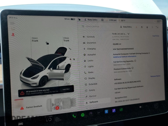 2022 Tesla Model Y Long Range with VIN 7SAYGAEE6NF506405, listed as a Copart auction lot 50392655 with 36,866 mi miles and Salvage Title. Bid and sale history available at DreamBid. Image 9.