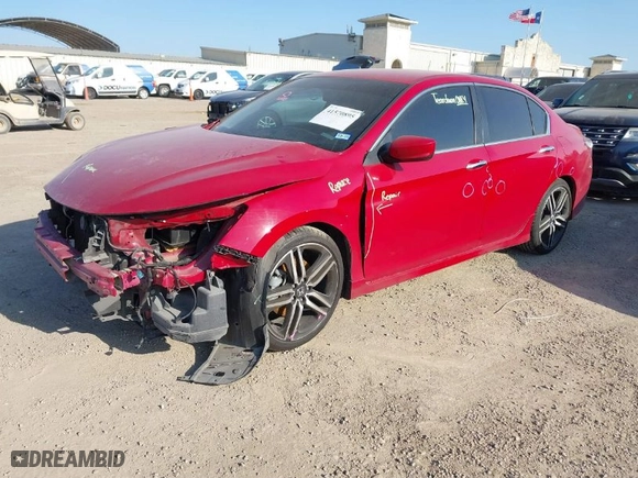 2016 Honda Accord Sedan Sport with VIN 1HGCR2F52GA187930, listed as a IAAI auction lot 41570895 with 91,268 mi miles. Bid and sale history available at carsss.com. Image 2.
