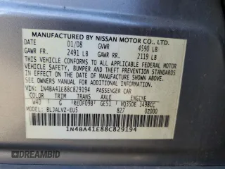2008 Nissan Maxima 3.5 SE with VIN 1N4BA41E88C829194, listed as a Copart auction lot 79069644 with 75,396 mi miles and Salvage Title. Bid and sale history available at carsss.com. Image 12.