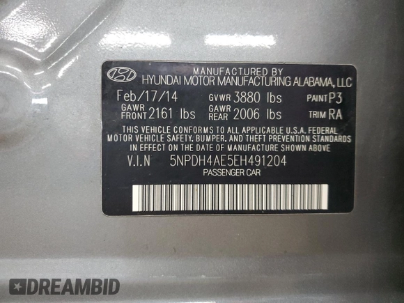 2014 Hyundai Elantra SE with VIN 5NPDH4AE5EH491204, listed as a Copart auction lot 55075025 with 137,276 mi miles and Clean Title. Bid and sale history available at DreamBid. Image 12.