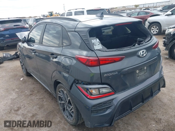 2023 Hyundai Kona N Line with VIN KM8K33A35PU994721, listed as a IAAI auction lot 41055017 with 58,933 mi miles. Bid and sale history available at carsss.com. Image 3.