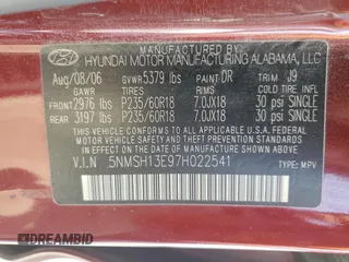 2007 Hyundai Santa Fe SE with VIN 5NMSH13E97H022541, listed as a Copart auction lot 64692595 with 172,748 mi miles and Salvage title. Bid and sale history available at DreamBid. Image 13.