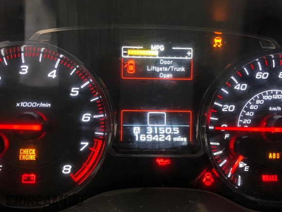 2019 Subaru WRX Premium с VIN JF1VA1C64K9800720, выставлен на аукционе Copart как лот 58275105 с пробегом 169 424 миль миль и Чистый • Clean title. История ставок и продаж доступна на DreamBid. Изображение 8.