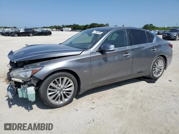 2020 Infiniti Q50 Luxe z VIN JN1EV7AP2LM203614, wystawiony jako Copart lot #57346785 z przebiegiem 62 659 mil mil oraz Nie do naprawy • Non repairable. Historia ofert i sprzedaży dostępna na DreamBid. Obrazek 1.