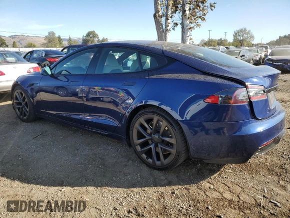 2021 Tesla Model S Long Range with VIN 5YJSA1E56MF428419, listed as a Copart auction lot 80341534 with 22,488 mi miles and Salvage title. Bid and sale history available at DreamBid. Image 2.
