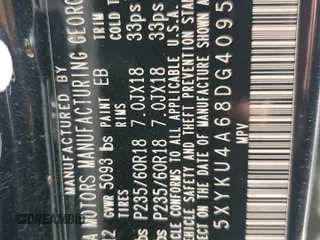 2013 Kia Sorento EX with VIN 5XYKU4A68DG409578, listed as a Copart auction lot 54976585 with 158,945 mi miles and Clean Title. Bid and sale history available at carsss.com. Image 13.