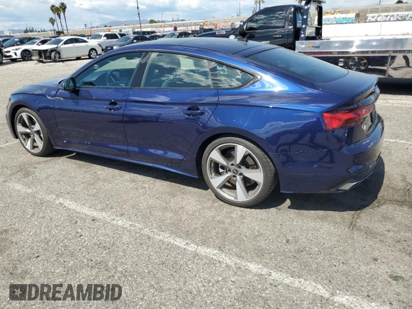 2021 Audi A5 Sportback S line Premium Plus with VIN WAUFACF58MA043669, listed as a Copart auction lot 47043744 with 37,135 mi miles and . Bid and sale history available at DreamBid. Image 2.