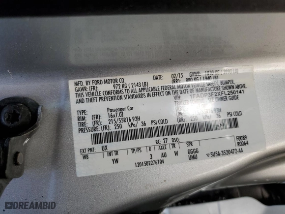 2015 Ford Focus SE with VIN 1FADP3F2XFL250141, listed as a Copart auction lot 43966795 with NaN miles and Clean Title. Bid and sale history available at carsss.com. Image 12.