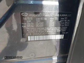 2020 Hyundai Santa Fe SE with VIN 5NMS2CAD1LH229443, listed as a IAAI auction lot 39476214 with 82,140 mi miles. Bid and sale history available at carsss.com. Image 9.