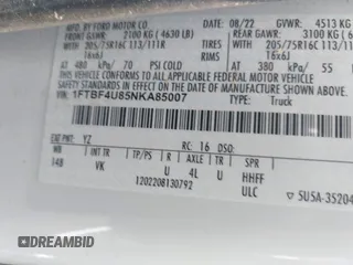 2022 Ford Transit Cargo с VIN 1FTBF4U85NKA85007, выставлен на аукционе IAAI как лот 42491754 с пробегом 25 038 миль миль и . История ставок и продаж доступна на DreamBid. Изображение 9.
