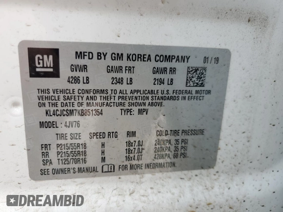 2019 Buick Encore Essence with VIN KL4CJCSM7KB851354, listed as a Copart auction lot 47173065 with 88,931 mi miles and Salvage Title. Bid and sale history available at carsss.com. Image 14.