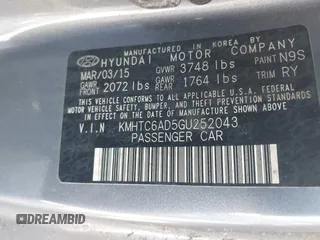 2016 Hyundai Veloster with VIN KMHTC6AD5GU252043, listed as a IAAI auction lot 42810862 with 128,098 mi miles and . Bid and sale history available at DreamBid. Image 9.