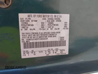 2000 Ford Explorer Eddie Bauer с VIN 1FMZU74E9YZB26239, выставлен на аукционе IAAI как лот 40233257 с пробегом 193 592 миль миль и . История ставок и продаж доступна на DreamBid. Изображение 9.