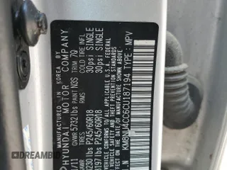 2012 Hyundai Veracruz Limited with VIN KM8NU4CC6CU187194, listed as a Copart auction lot 59819115 with 192,262 mi miles and Clean title. Bid and sale history available at DreamBid. Image 12.