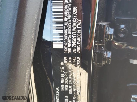 2021 Maserati Levante S with VIN ZN661YUA5MX370266, listed as a Copart auction lot 48934914 with 0 mi miles. Bid and sale history available at carsss.com. Image 13.