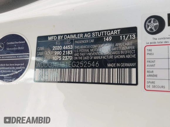 2014 Mercedes-Benz C 250 with VIN WDDGJ4HB1EG252546, listed as a IAAI auction lot 42344922 with 128,970 mi miles and . Bid and sale history available at DreamBid. Image 9.