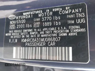 2021 Hyundai Venue SEL with VIN KMHRC8A31MU086807, listed as a IAAI auction lot 41457034 with 61,109 mi miles and . Bid and sale history available at DreamBid. Image 9.