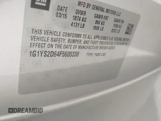2015 Chevrolet Corvette Z06 2LZ z VIN 1G1YS2D64F5605330, wystawiony jako IAAI lot #42059620 z przebiegiem Nie podano mil oraz . Historia ofert i sprzedaży dostępna na DreamBid. Obrazek 9.