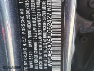 2010 Porsche Panamera S with VIN WP0AB2A76AL062427, listed as a Copart auction lot 70649784 with 103,955 mi miles and Salvage Title. Bid and sale history available at carsss.com. Image 12.