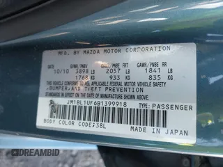 2011 Mazda 3 i Sport with VIN JM1BL1UF6B1399918, listed as a IAAI auction lot 42024295 with 138,160 mi miles. Bid and sale history available at carsss.com. Image 9.