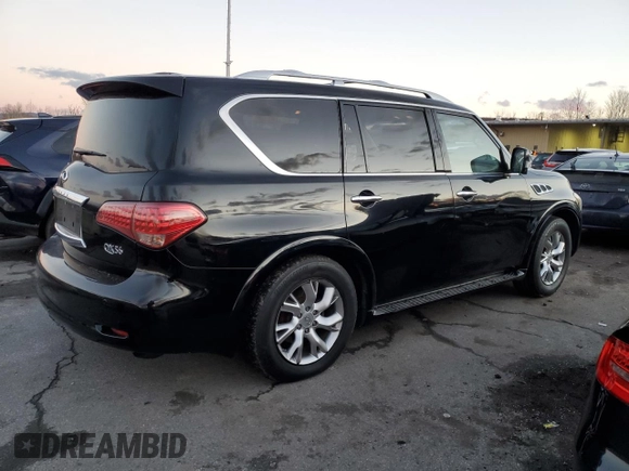 2012 Infiniti QX56 7-passenger with VIN JN8AZ2NE1C9015556, listed as a Copart auction lot 81671054 with 158,247 mi miles and Salvage Title. Bid and sale history available at carsss.com. Image 3.