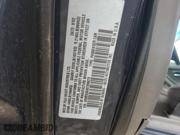 2003 Subaru Legacy L with VIN 4S3BE635337206073, listed as a Copart auction lot 54269664 with 206,230 mi miles and Salvage title. Bid and sale history available at DreamBid. Image 14.