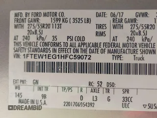 2017 Ford F-150 XL with VIN 1FTEW1EG1HFC59072, listed as a IAAI auction lot 41617481 with 167,594 mi miles. Bid and sale history available at carsss.com. Image 9.