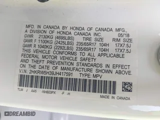 2018 Honda CR-V LX with VIN 2HKRW5H39JH417591, listed as a IAAI auction lot 41762656 with 86,957 mi miles. Bid and sale history available at carsss.com. Image 9.