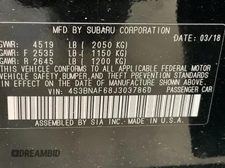 2018 Subaru Legacy Premium with VIN 4S3BNAF68J3037860, listed as a IAAI auction lot 42199090 with 32,892 mi miles. Bid and sale history available at carsss.com. Image 1.