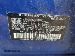 2017 Subaru WRX Limited with VIN JF1VA1N63H8833896, listed as a Copart auction lot 53896345 with 77,093 mi miles and Salvage title. Bid and sale history available at DreamBid. Image 12.