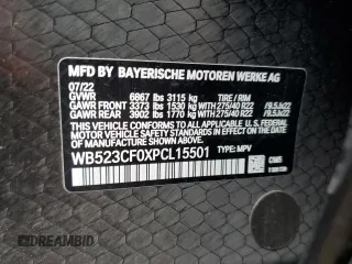 2023 BMW iX xDrive50 z VIN WB523CF0XPCL15501, wystawiony jako Copart lot #46117065 z przebiegiem 14 695 mil mil oraz Szkoda całkowita • Salvage title. Historia ofert i sprzedaży dostępna na DreamBid. Obrazek 13.