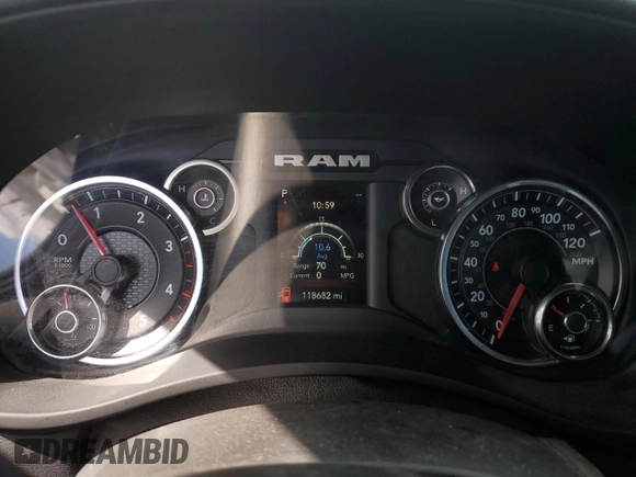 2021 Ram 2500 Big Horn with VIN 3C6UR5DL9MG558477, listed as a Copart auction lot 46932015 with 118,682 mi miles and Salvage Title. Bid and sale history available at carsss.com. Image 9.