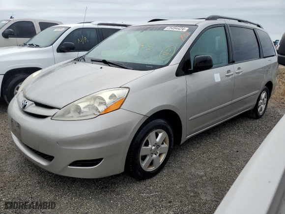 2008 Toyota Sienna CE with VIN 5TDZK23C58S224926, listed as a Copart auction lot 75494424 with 0 mi miles and Salvage Title. Bid and sale history available at carsss.com. Image 1.