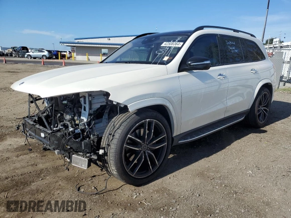 2022 Mercedes-Benz GLS 450 with VIN 4JGFF5KE1NA698159, listed as a Copart auction lot 42508364 with 23,585 mi miles and . Bid and sale history available at DreamBid. Image 1.