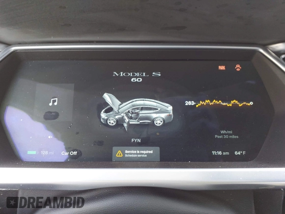 2014 Tesla Model S 60 with VIN 5YJSA1S10EFP32851, listed as a IAAI auction lot 41730746 with 91,657 mi miles and . Bid and sale history available at DreamBid. Image 7.