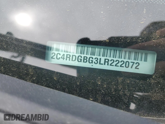 2020 Dodge Grand Caravan SE with VIN 2C4RDGBG3LR222072, listed as a Copart auction lot 50966545 with 128,241 mi miles and Salvage Title. Bid and sale history available at DreamBid. Image 15.