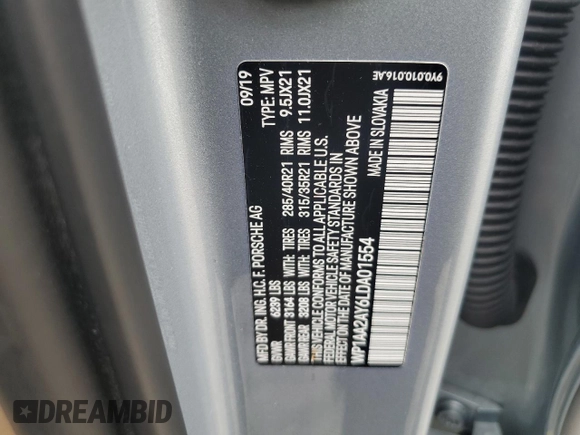 2020 Porsche Cayenne Turbo S E-Hybrid with VIN WP1AA2AY6LDA01554, listed as a Copart auction lot 44673275 with 57,152 mi miles and Salvage title. Bid and sale history available at DreamBid. Image 13.