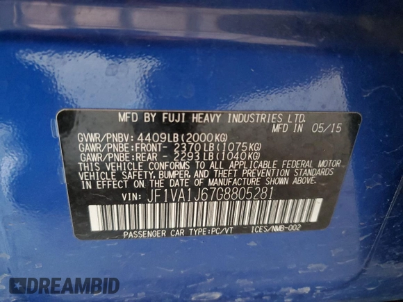 2016 Subaru WRX Limited с VIN JF1VA1J67G8805281, выставлен на аукционе Copart как лот 60657195 с пробегом 118 864 миль миль и Чистый • Clean title. История ставок и продаж доступна на DreamBid. Изображение 12.
