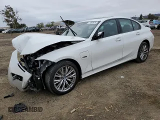 2023 BMW 3 Series 330e xDrive with VIN 3MW39FS07P8D25745, listed as a Copart auction lot 71863424 with 8,304 mi miles and Salvage Title. Bid and sale history available at carsss.com. Image 1.