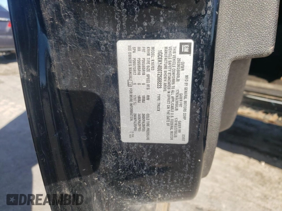 2007 Chevrolet Silverado 1500 1LT with VIN 1GCEK14007Z568223, listed as a Copart auction lot 79881904 with Not Provided miles and Salvage Title. Bid and sale history available at DreamBid. Image 12.