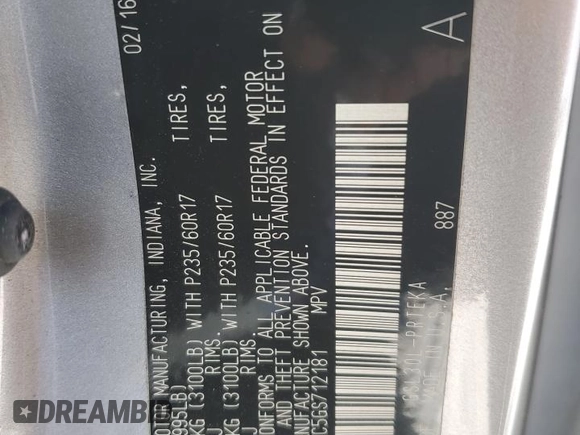 2016 Toyota Sienna LE AAS with VIN 5TDKK3DC5GS712181, listed as a Copart auction lot 53265915 with 142,472 mi miles and Salvage Title. Bid and sale history available at DreamBid. Image 14.