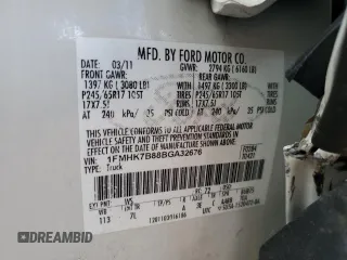 2011 Ford Explorer z VIN 1FMHK7B88BGA32676, wystawiony jako Copart lot #58189675 z przebiegiem 94 088 mil mil oraz Szkoda całkowita • Salvage title. Historia ofert i sprzedaży dostępna na DreamBid. Obrazek 13.