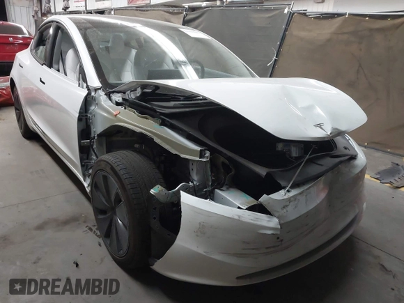 2024 Tesla Model 3 with VIN 5YJ3E1EA9RF836300, listed as a IAAI auction lot 41988009 with 9,989 mi miles. Bid and sale history available at carsss.com. Image 1.