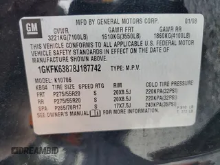 2008 GMC Yukon Denali z VIN 1GKFK63878J187742, wystawiony jako Copart lot #42462895 z przebiegiem 133 468 mil mil oraz Tytuł czysty. Historia ofert i sprzedaży dostępna na DreamBid. Obrazek 13.