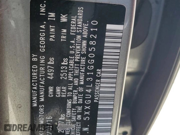 2016 Kia Optima EX z VIN 5XXGU4L31GG058210, wystawiony jako Copart lot #58860925 z przebiegiem 115 730 mil mil oraz Szkoda całkowita • Salvage title. Historia ofert i sprzedaży dostępna na DreamBid. Obrazek 12.