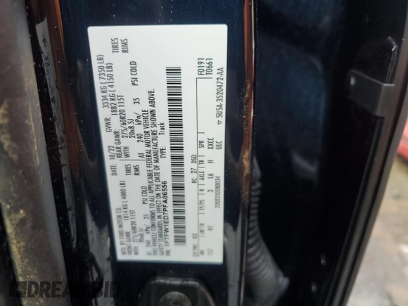 2023 Ford F-150 XL with VIN 1FTFW1ED7PFA06556, listed as a Copart auction lot 45241085 with 51,075 mi miles and Salvage Title. Bid and sale history available at carsss.com. Image 14.