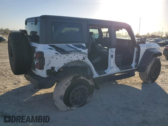 2022 Ford Bronco Raptor with VIN 1FMEE5JRXNLA50455, listed as a Copart auction lot 86580984 with 48,055 mi miles and Salvage Title. Bid and sale history available at carsss.com. Image 3.