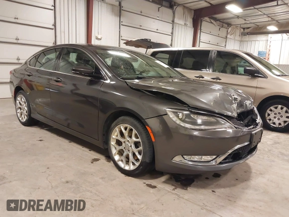 2015 Chrysler 200 C with VIN 1C3CCCEG5FN540181, listed as a IAAI auction lot 41864651 with 165,012 mi miles. Bid and sale history available at carsss.com. Image 1.