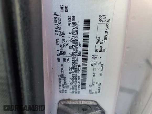 2014 Ford Escape SE with VIN 1FMCU9G90EUB36229, listed as a Copart auction lot 42309075 with 151,410 mi miles and Non Repairable. Bid and sale history available at carsss.com. Image 13.