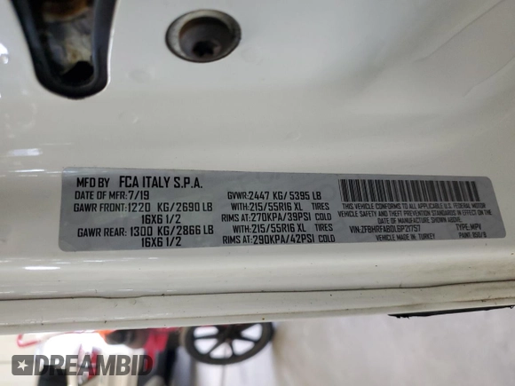 2020 Ram ProMaster City Cargo Tradesman with VIN ZFBHRFAB0L6P21757, listed as a Copart auction lot 72467424 with Not Provided miles and Salvage Title. Bid and sale history available at DreamBid. Image 14.